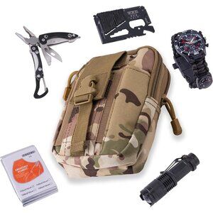 Stauer Desert Camo Emergency Survival Kit Multi Tool Flashlight Emergency NEW